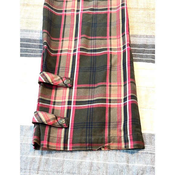 Tommy Hilfiger Plaid Wide Leg Pants With Bottom Snaps - Black and Pink - Picture 9 of 13